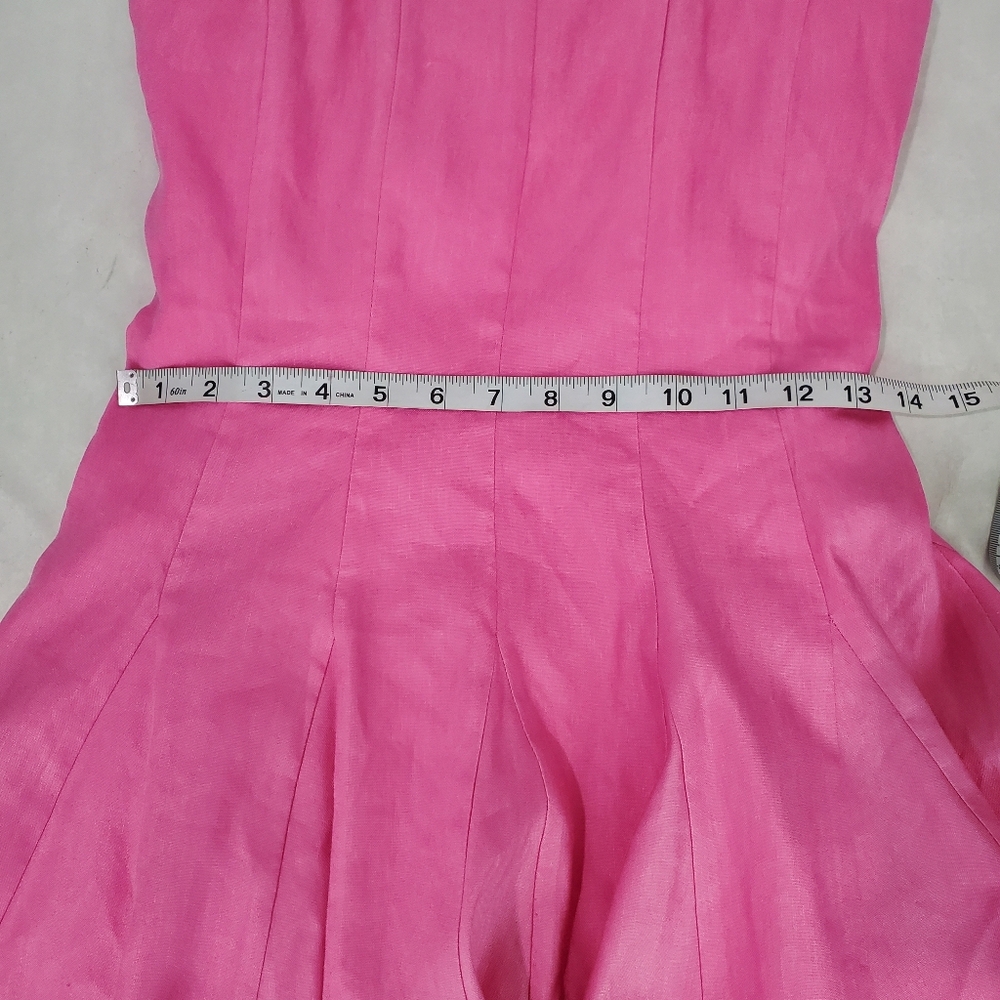 Milly Cameron Solid Linen Strapless Dress size 2 Pink Party Legally Blonde - Picture 12 of 15